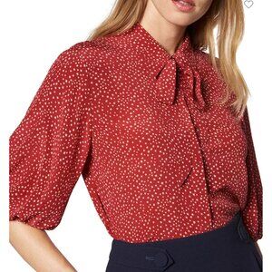 L.K. Bennett Red Mini Star Silk Blouse in US 2 / UK 6